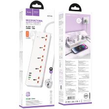 Сетевой удлинитель Hoco AC14A PD30W (3USB/1Type-C/5xSocket) (белый)