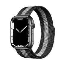 Ремінець металевий для годинника APPLE WATCH 38MM / 40MM / 41MM Milanese Loop BLACK-WHITE_LINE