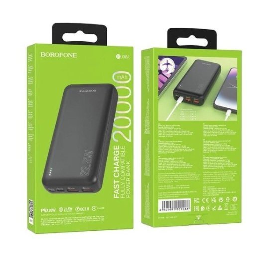 Power Bank Borofone BJ38A PD20W 22,5W 20000mah ЧОРНИЙ