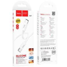 USB-C кабель HOCO X87 Type-C - Type-C SILICONE PD 60W 3A, 1 метр, білий