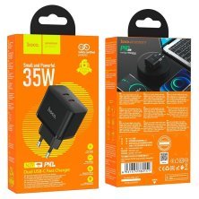 Мережевий зарядний пристрій HOCO N29 PD 35W 2 TYPE-C ЧОРНИЙ