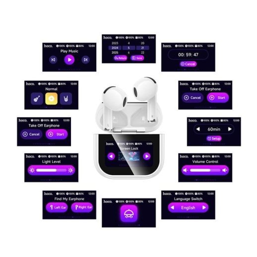 Бездротові навушники HOCO EW82 Sparkle з сенсорним екраном, білий