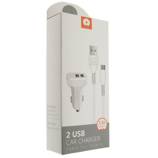Автомобільний зарядний пристрій WUW T22 2USB 2A + USB Type-C БІЛИЙ (70)