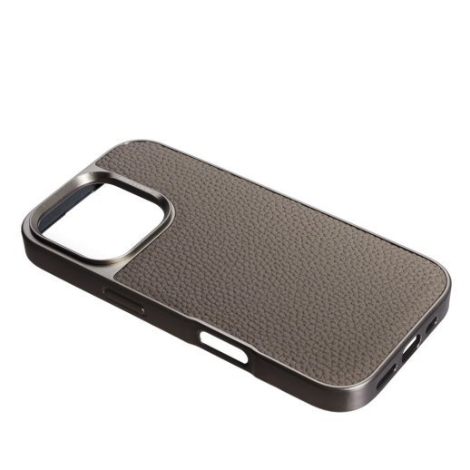 Накладка Puloka Leather Inside Magsafe для Apple iPhone 16 Pro Titanium grey