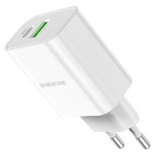 Мережевий зарядний пристрій BOROFONE BA55A Crown speed dual port PD20W+QC3.0 charger(EU)