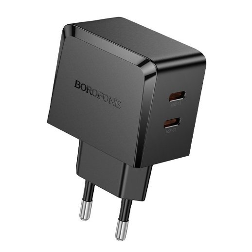 Мережевий зарядний пристрій BOROFONE BAS62A 2 TYPE-C PD 45W, чорний