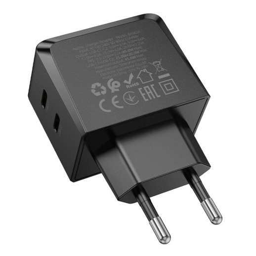 Мережевий зарядний пристрій BOROFONE BAS62A 2 TYPE-C PD 45W, чорний