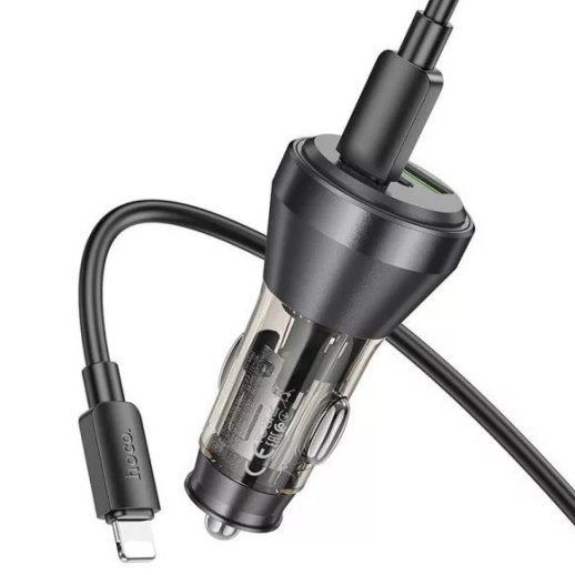 Автомобільний зарядний пристрій HOCO NZ12D 2 Type-C PD 60W + USB-A QC3.0 + кабель TYPE-C - LIGHTNING