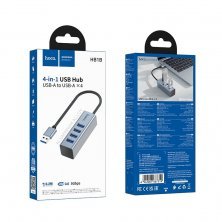USB HUB HOCO HB1B 4in1 (USB to USB3.0*4), сірий