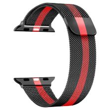 Ремінець металевий для годинника APPLE WATCH 38MM / 40MM / 41MM Milanese Loop BLACK_WITH_RED_STRIP