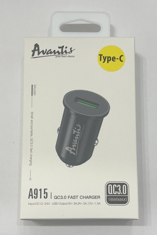 Автомобільний зарядний пристрій Avantis A915 QC3.0 18W Type-C Black