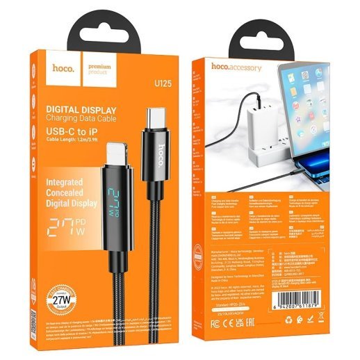 USB-C кабель HOCO U125 Type-C - Lightning чорний