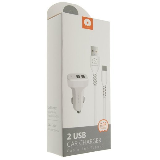 Автомобільний зарядний пристрій WUW T22 2USB 2A + USB Type-C БІЛИЙ (70)