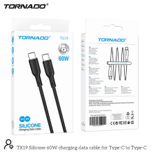 USB-C TORNADO TX19 Silicone (Support 60W/3A) Type-C to Type-C White