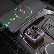 FM-трансмиттер HOCO E85 Tiger PD20W + QC3.0 Bluetooth 5.4 (черный)