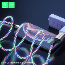 Кабель USB Denmen D25T USB - Type-C 2.4A RGB LED STREAMER CABLE