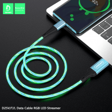Кабель USB Denmen D25T USB - Type-C 2.4A RGB LED STREAMER CABLE