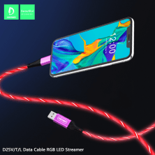 Кабель USB Denmen D25T USB - Type-C 2.4A RGB LED STREAMER CABLE