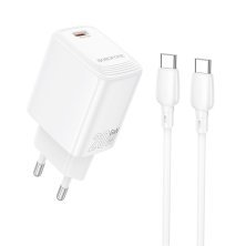 Мережевий зарядний пристрій BOROFONE BN26 PD 20W + кабель TYPE-C - TYPE-C, білий