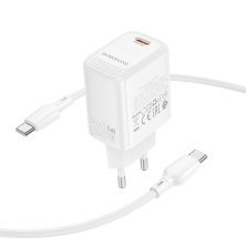 Мережевий зарядний пристрій BOROFONE BN26 PD 20W + кабель TYPE-C - TYPE-C, білий