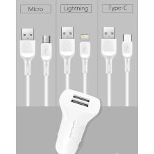 Автомобільний зарядний пристрій WUW T43 2 USB 2.4A + USB Lightning