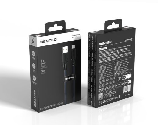 USB Cable Senteo SL-04 Embossed Transparent Silicone A-C 3A
