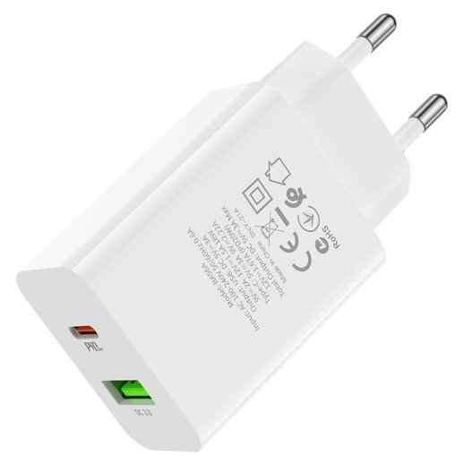 Мережевий зарядний пристрій BOROFONE BA56A Lavida dual port PD20W+QC3.0 charger(EU)