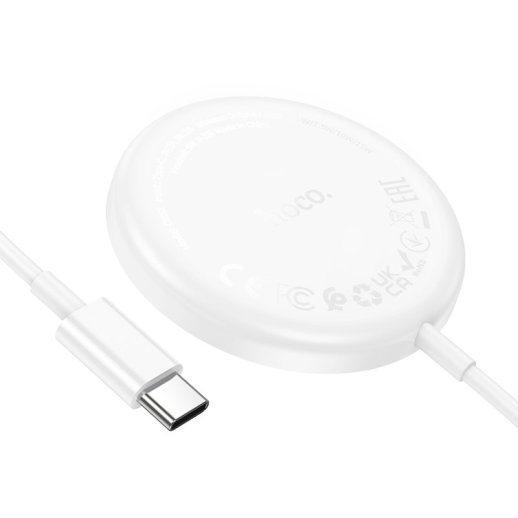Бездротовий зарядний пристрій HOCO CW52 Magnetic Wireless Fast Charger 15W, білий