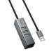 USB HUB HOCO HB1D 4in1 (USB to USB2.0*3+RJ45), сірий