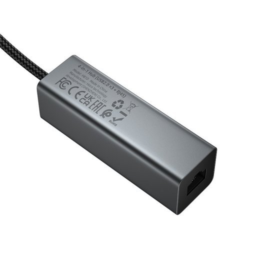 USB HUB HOCO HB1D 4in1 (USB to USB2.0*3+RJ45), сірий