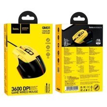 Мишка дротова HOCO GM31 Overlord luminous gaming, black yellow