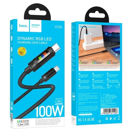 USB-C кабель HOCO U126 100W Type-C - Type-C ЧОРНИЙ