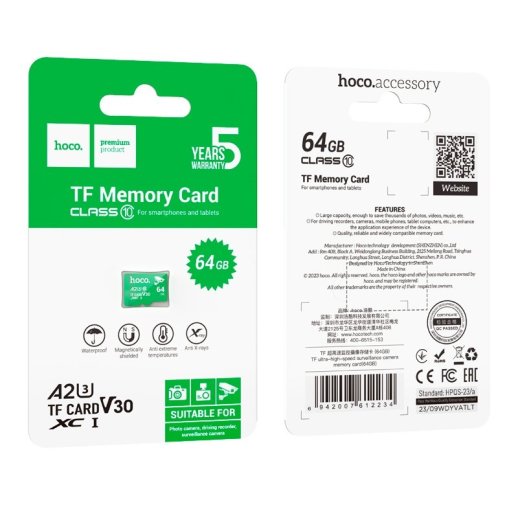 Карта памяти HOCO camera microSD 64Gb (A2/U3/Class 10)