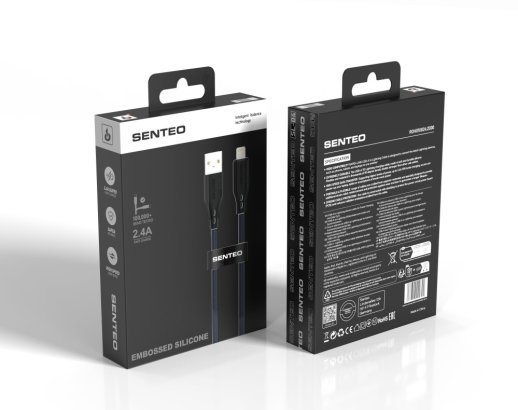 USB Cable Senteo SL-04 Embossed Transparent Silicone A-L 2,4A