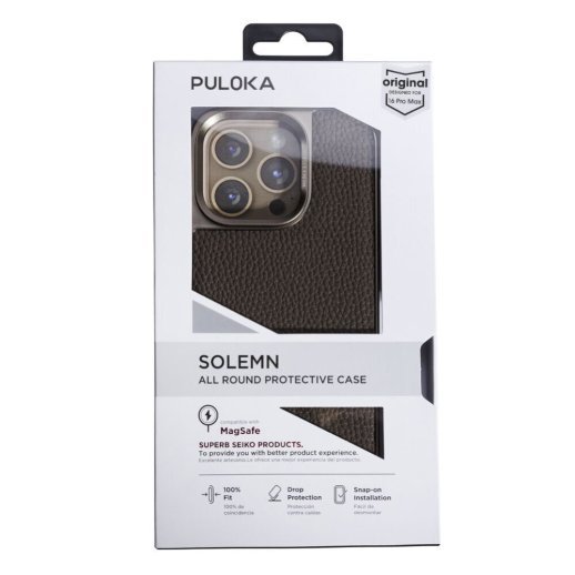 Накладка Puloka Leather Inside Magsafe для Apple iPhone 16 Pro Max Titanium grey
