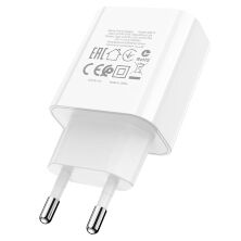 Мережевий зарядний пристрій BOROFONE BA57A Easy Speed single port PD20W USB-C, БІЛИЙ