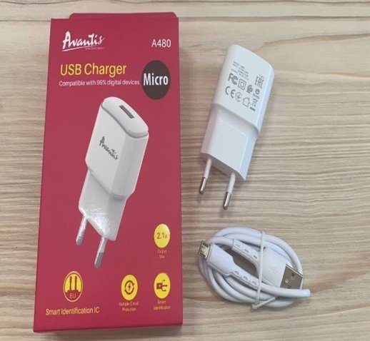 Мережевий Зарядний Пристрій Avantis A480 1USB Micro 2.1A
