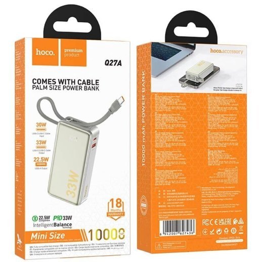 Універсальна мобільна батарея (УМБ) HOCO Q27A Jewel PD 33W 10000 mAh, золотий