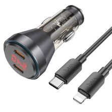 Автомобільний зарядний пристрій HOCO NZ12C 2 Type-C PD 60W + кабель TYPE-C - LIGHTNING
