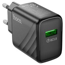 Мережевий зарядний пристрій HOCO CS21A USB QC 3.0, ЧОРНИЙ
