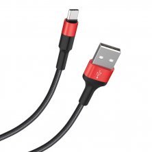 USB кабель HOCO X26 USB  -  Type-C, 1 м, кабель для зарядки і передачі даних, чорно-червоний