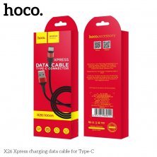 USB кабель HOCO X26 USB  -  Type-C, 1 м, кабель для зарядки і передачі даних, чорно-червоний
