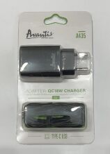 Мережевий Зарядний Пристрій Avantis A435 1USB QC3.0 Type-C Black