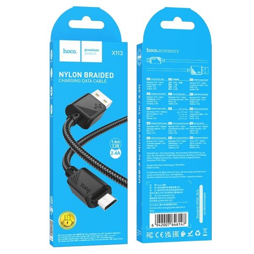 USB кабель HOCO X113 USB - micro USB, 1 метр, чорний