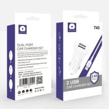 Автомобільний зарядний пристрій WUW T43 2 USB 2.4A + USB Micro-USB