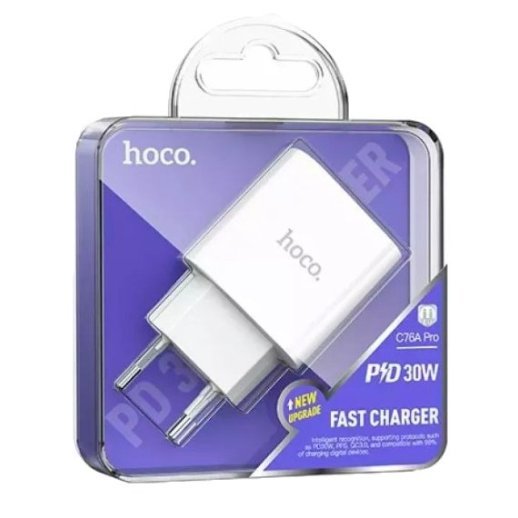 Мережевий зарядний пристрій HOCO C76A PRO TYPE-C PD 30W, білій