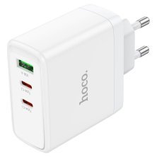 Мережевий зарядний пристрій HOCO N30 2 TYPE-C PD 65W + USB QC 3.0, белый