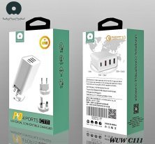 Мережевий зарядний пристрій WUW C111 PD 3 USB + 1 TYPE-C PORTS 48W БІЛИЙ