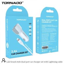 Автомобільний зарядний пристрій Tornado L22 Lightning 2USB White