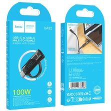 Перехідник HOCO LCD UA32 100W OTG Type-C (папа) - Type-C (мама), чорний